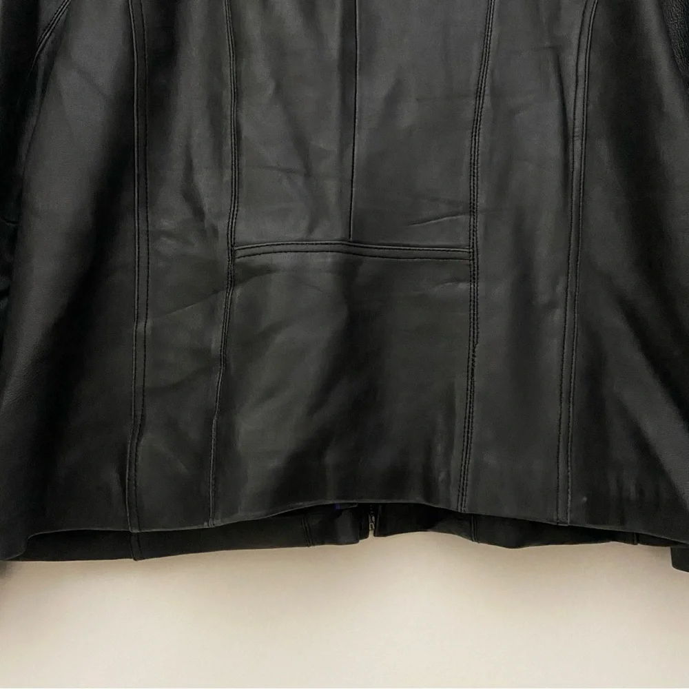 Wilson’s Leather Black Collared Zip Up Jacket - Picture 7 of 10